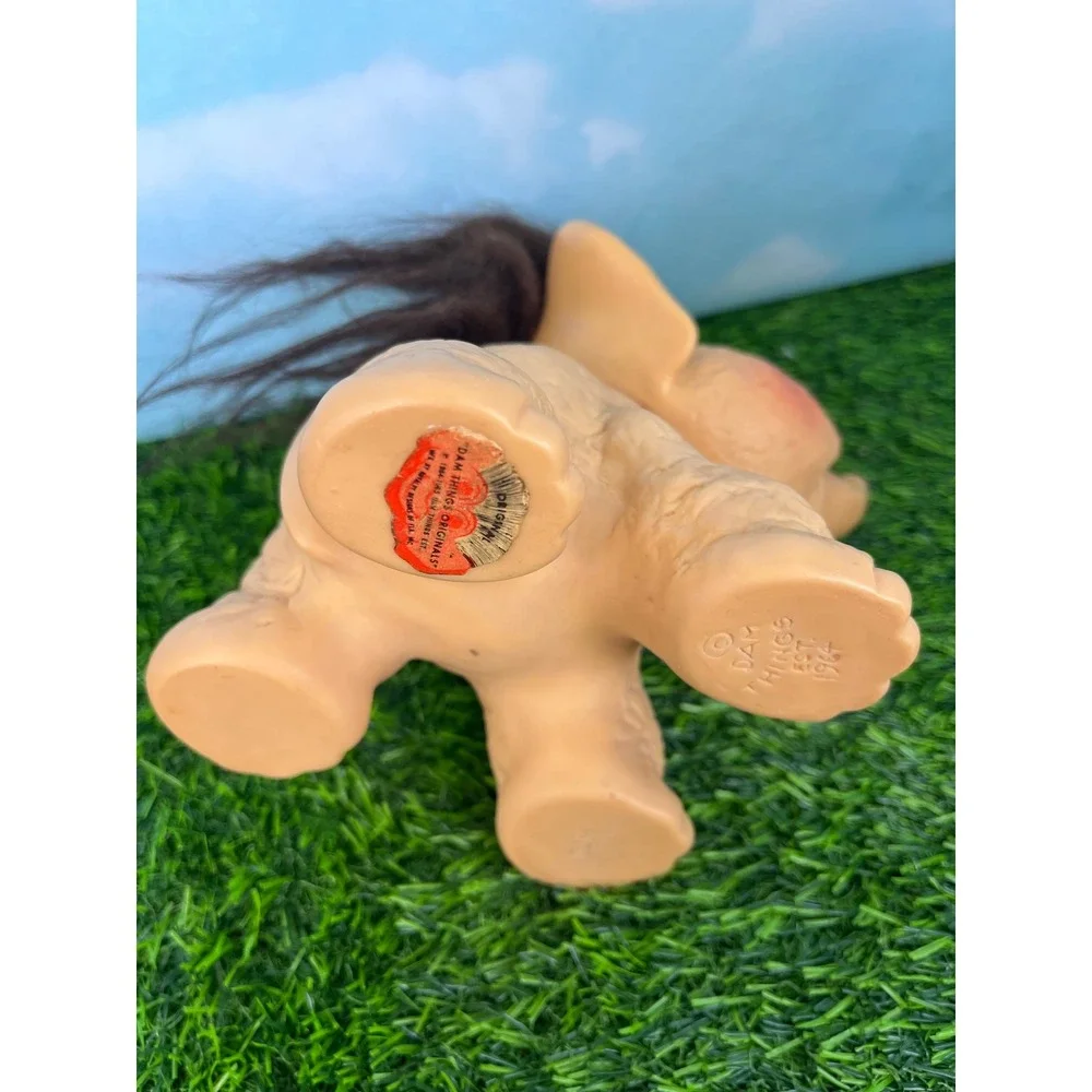 Vintage Dam Things Originals Elephant Troll Doll Brown Hair Amber Eyes 1964